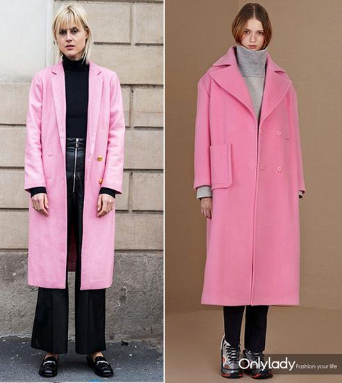 粉色系单品街拍