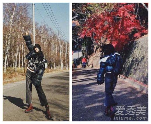 拍照也是美美哒呢，内搭短款针织毛衣，超级显腿长。