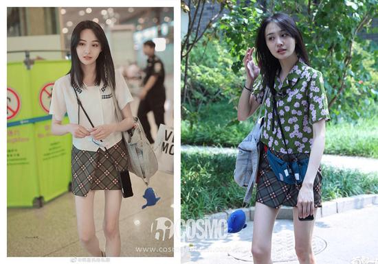 郑爽身着UNIF半裙