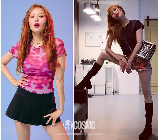 泫雅身着UNIF T恤