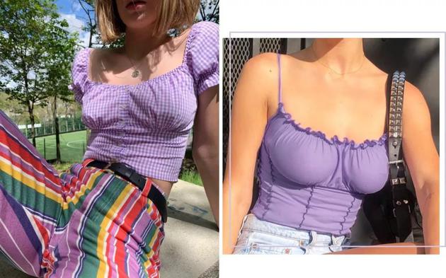 复古风的香芋紫上衣