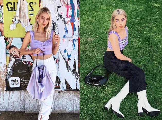 复古香芋紫短款上衣